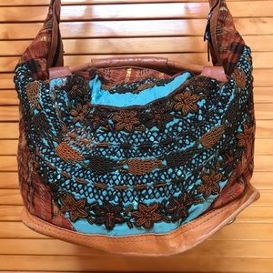 Leather and Embroidered Bag